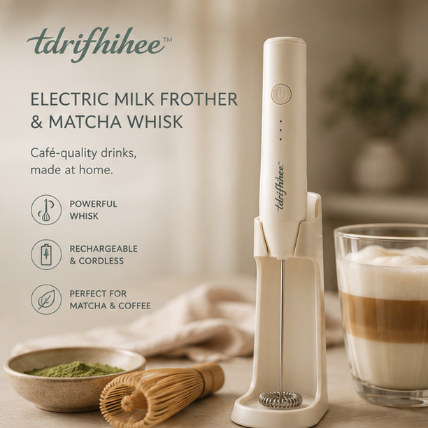 tdrifhihee™ Electric Milk Frother & Matcha Whisk | Rechargeable Handheld Coffee Mixer