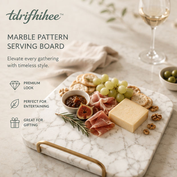 tdrifhihee™ Marble Pattern Serving Board | Cheese Board & Charcuterie Tray | Modern Kitchen Décor